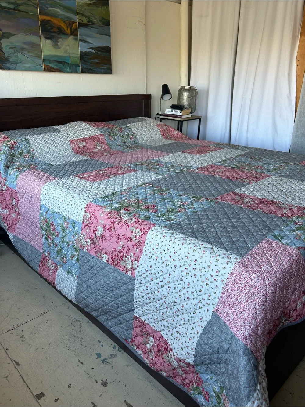 Patchwork Queen Quilt Bedspread Print Floral Lightweight Reversible#0627246